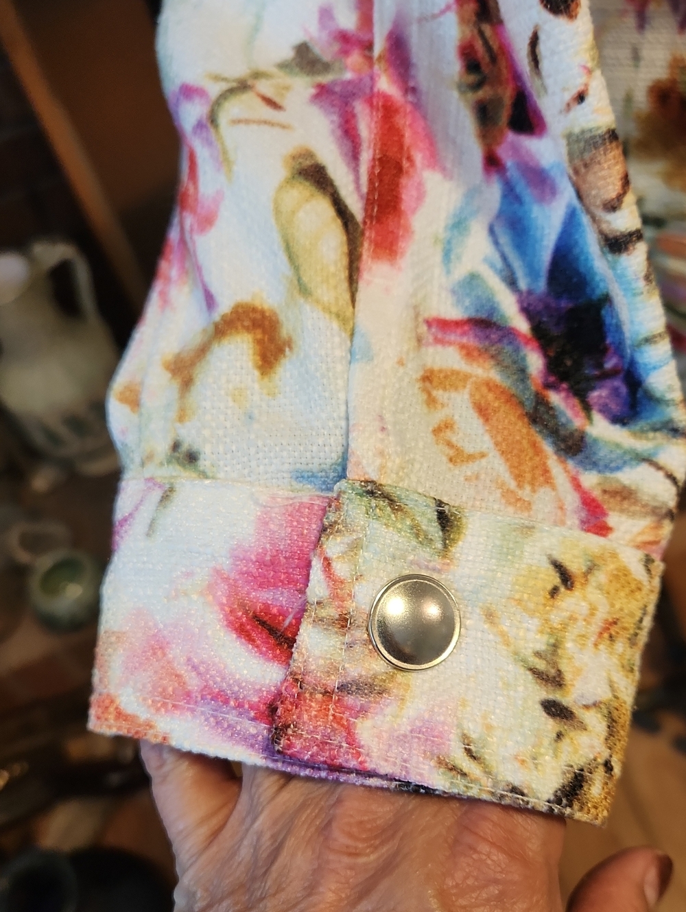 Christopher & Banks White Pink Blue Floral Zip-Front Jacket XL Spring Church - Picture 5 of 12